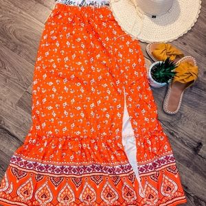 Orange maxi skirt